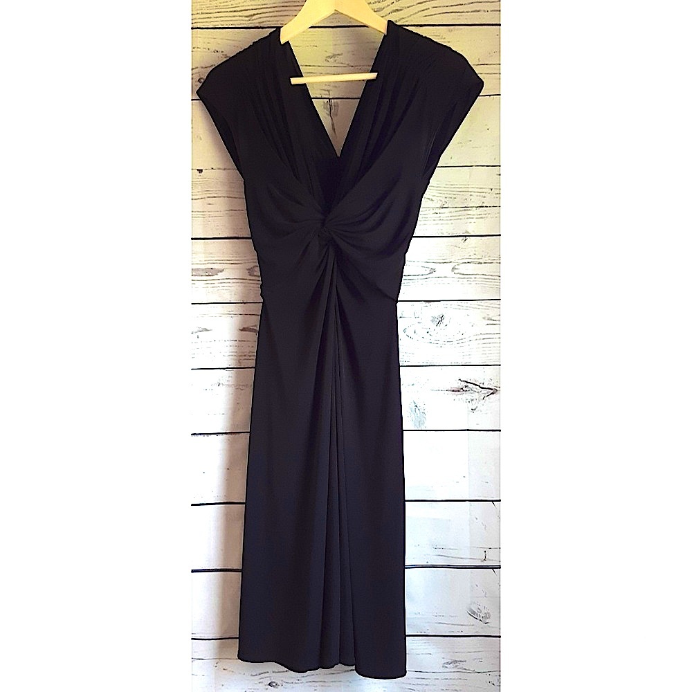 Whitehouse Black Market Black Gathered Front Dress